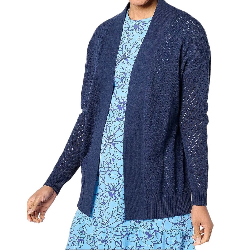 Denim & Co Novelty Stitch Open Front Cardigan XL
